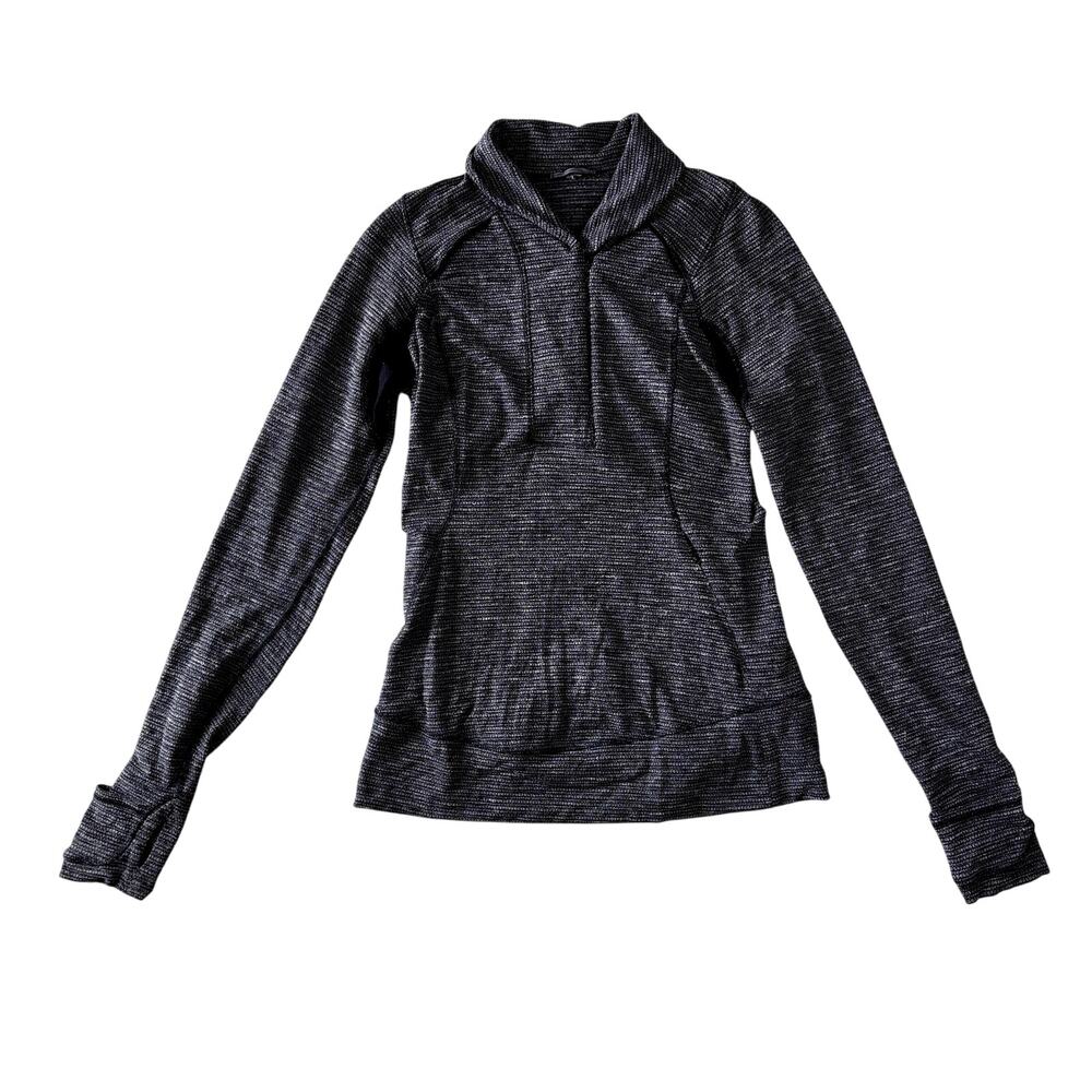 Lululemon Think Fast Pullover 1/4 Zip Coco Pique Black Rulu Running Top 8